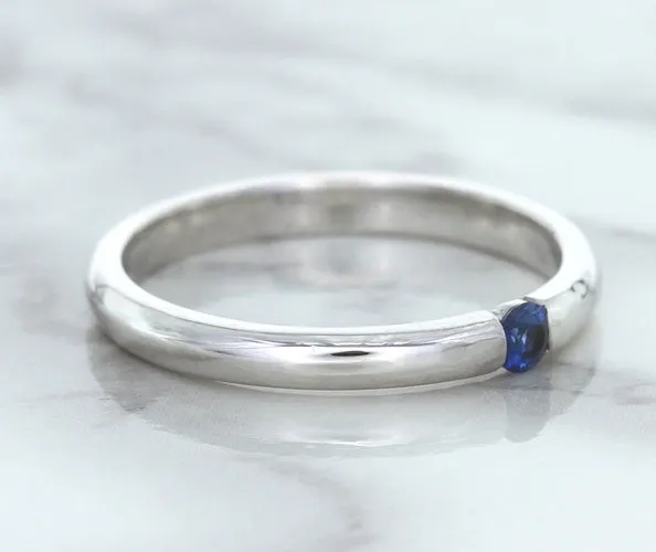 0.10ct Round Blue Sapphire Ring in 18K White Gold