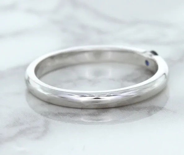0.10ct Round Blue Sapphire Ring in 18K White Gold