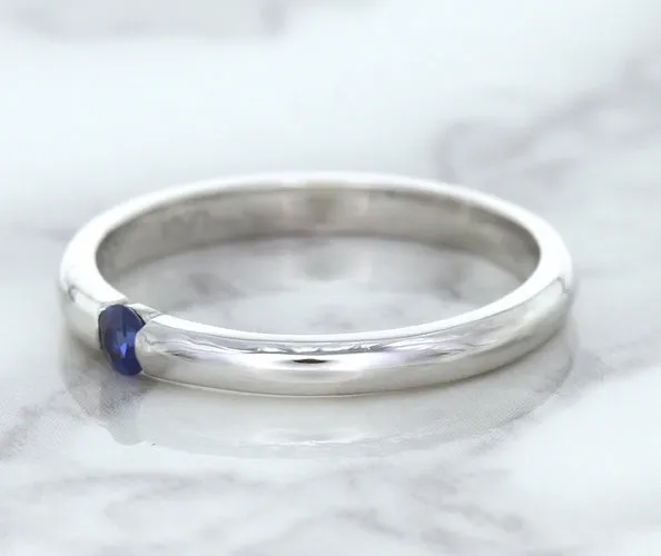 0.10ct Round Blue Sapphire Ring in 18K White Gold
