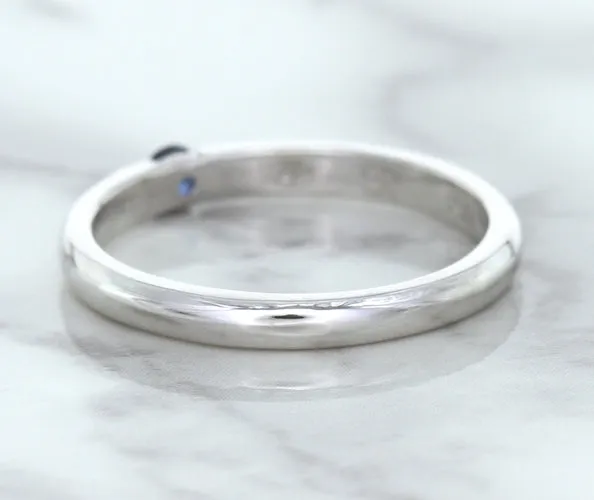 0.10ct Round Blue Sapphire Ring in 18K White Gold