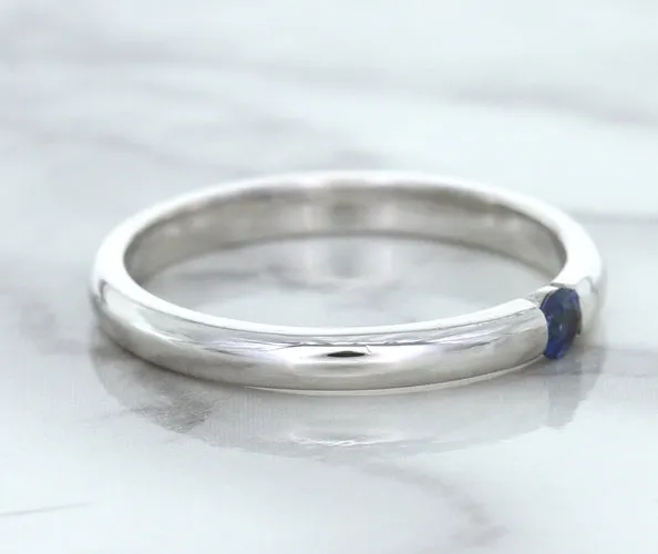 0.10ct Round Blue Sapphire Ring in 18K White Gold