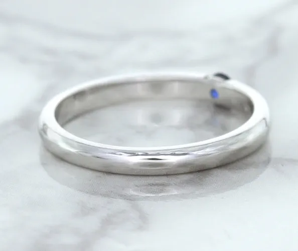 0.10ct Round Blue Sapphire Ring in 18K White Gold