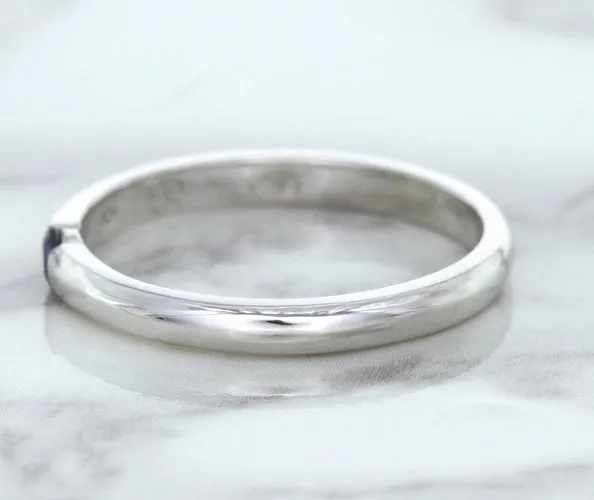 0.10ct Round Blue Sapphire Ring in 18K White Gold
