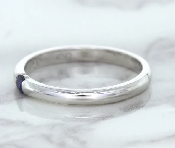 0.10ct Round Blue Sapphire Ring in 18K White Gold