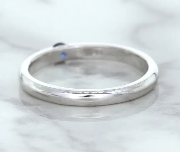 0.10ct Round Blue Sapphire Ring in 18K White Gold