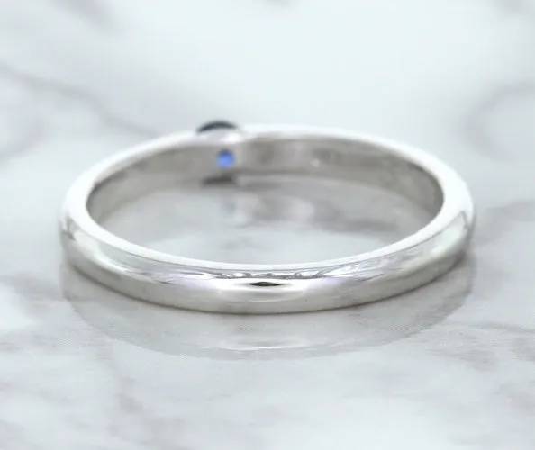 0.10ct Round Blue Sapphire Ring in 18K White Gold