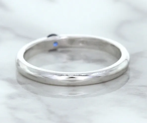 0.10ct Round Blue Sapphire Ring in 18K White Gold