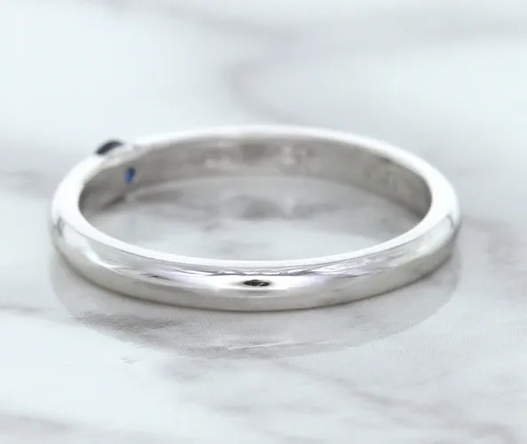 0.10ct Round Blue Sapphire Ring in 18K White Gold