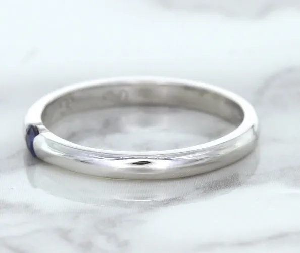 0.10ct Round Blue Sapphire Ring in 18K White Gold