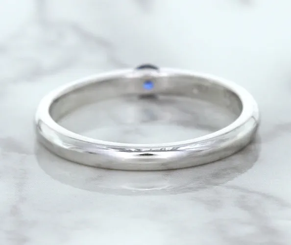 0.10ct Round Blue Sapphire Ring in 18K White Gold