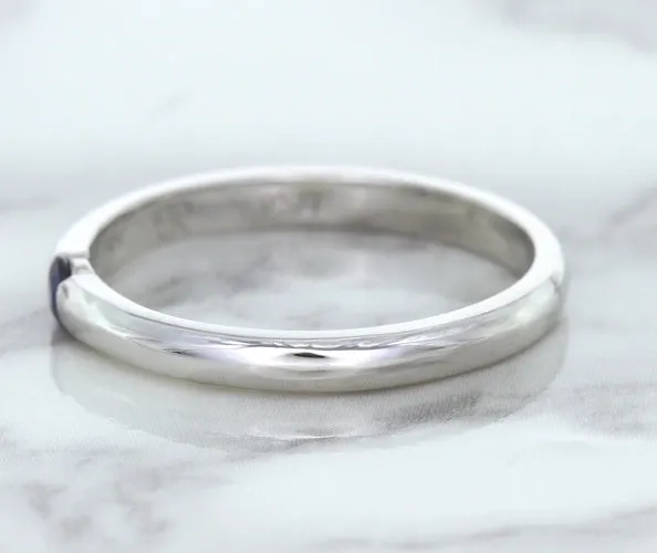0.10ct Round Blue Sapphire Ring in 18K White Gold
