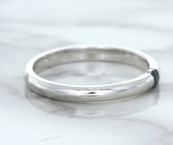 0.10ct Round Blue Sapphire Ring in 18K White Gold