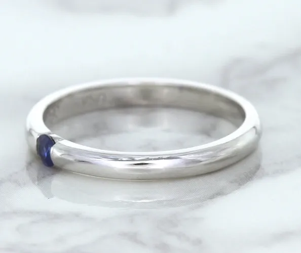 0.10ct Round Blue Sapphire Ring in 18K White Gold