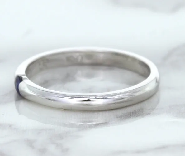 0.10ct Round Blue Sapphire Ring in 18K White Gold