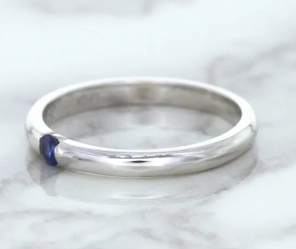 0.10ct Round Blue Sapphire Ring in 18K White Gold
