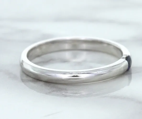 0.10ct Round Blue Sapphire Ring in 18K White Gold