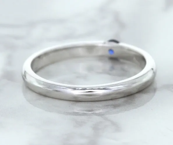 0.10ct Round Blue Sapphire Ring in 18K White Gold