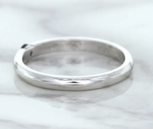 0.10ct Round Blue Sapphire Ring in 18K White Gold