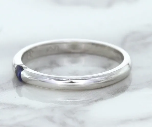 0.10ct Round Blue Sapphire Ring in 18K White Gold