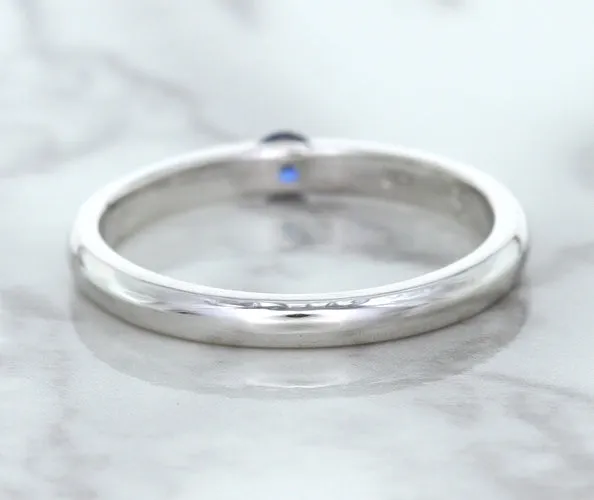0.10ct Round Blue Sapphire Ring in 18K White Gold