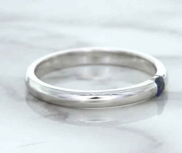 0.10ct Round Blue Sapphire Ring in 18K White Gold