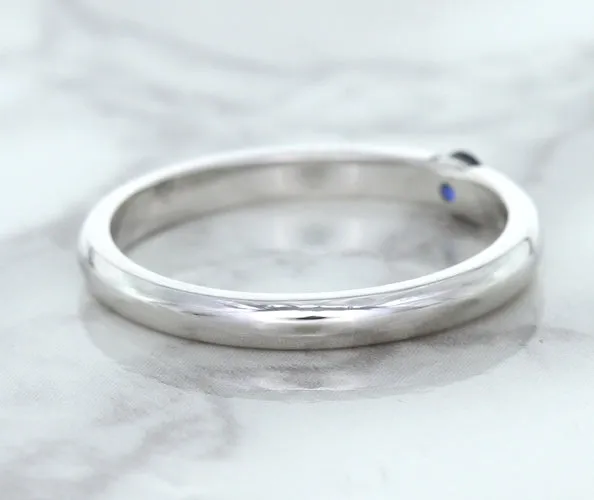 0.10ct Round Blue Sapphire Ring in 18K White Gold