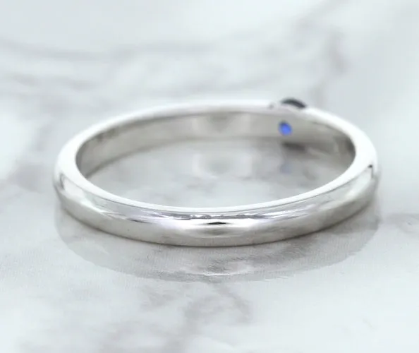 0.10ct Round Blue Sapphire Ring in 18K White Gold