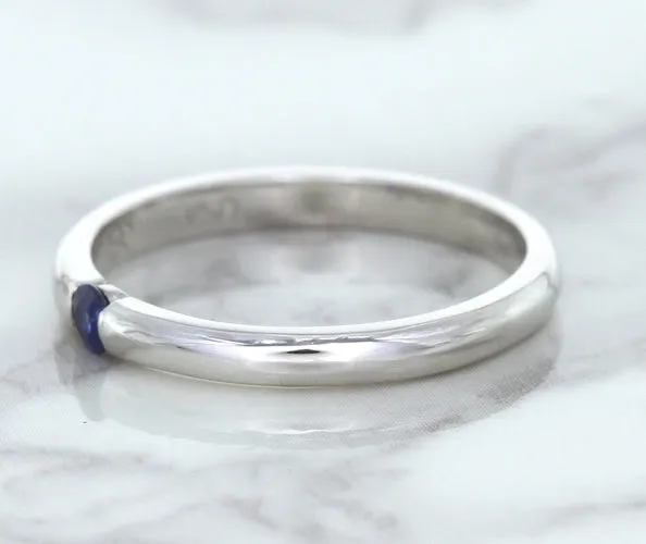 0.10ct Round Blue Sapphire Ring in 18K White Gold