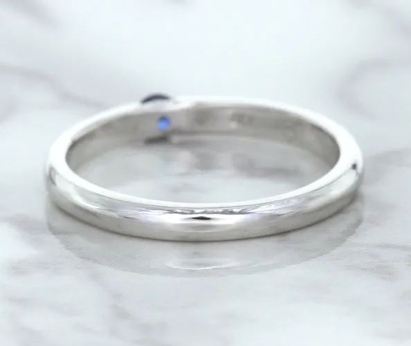 0.10ct Round Blue Sapphire Ring in 18K White Gold