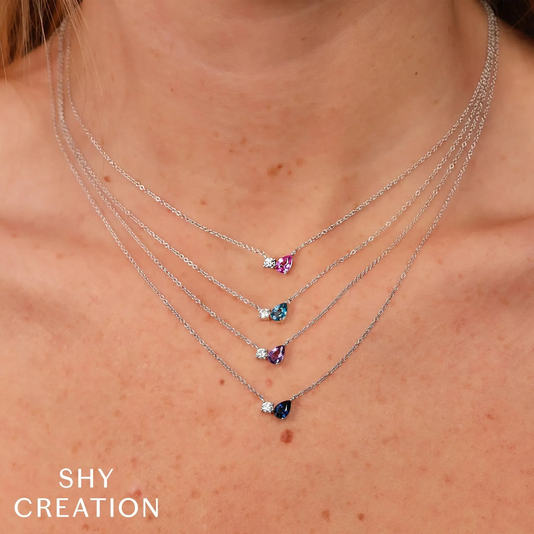 0.11ctw Diamond & Pink Sapphire Necklace
