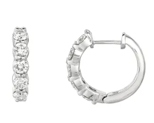 0.25 Carat Natural Diamond Hoop Earrings G SI 14K White Gold