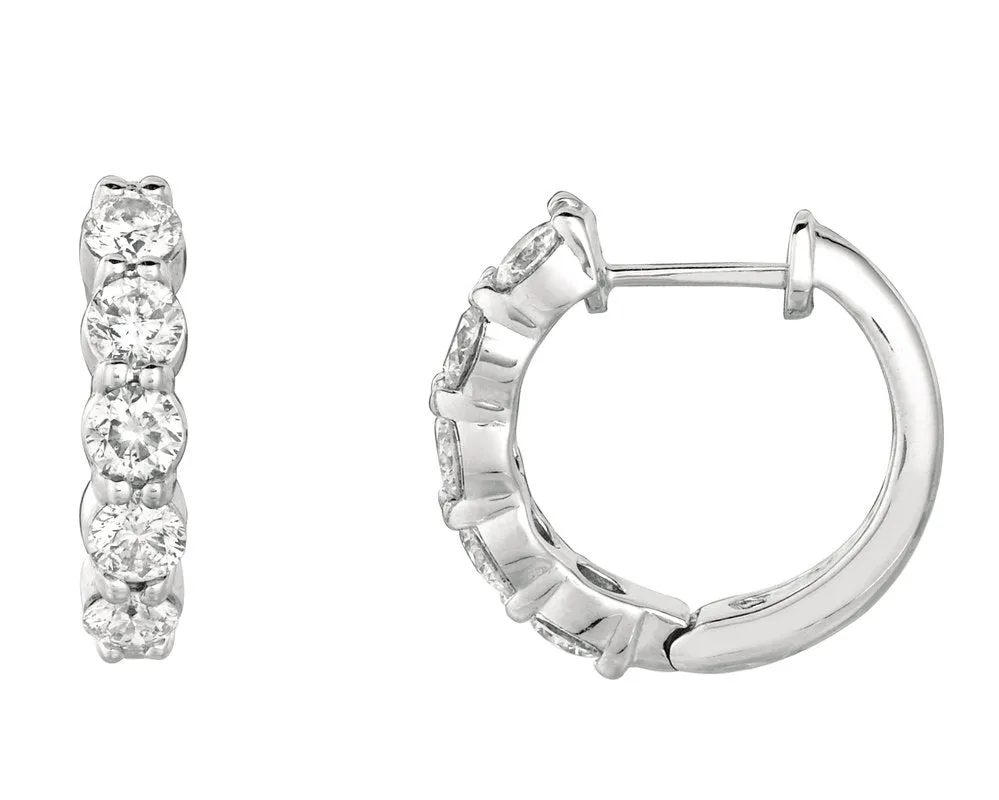 0.25 Carat Natural Diamond Hoop Earrings G SI 14K White Gold