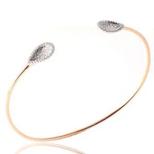 0.38ct Pave Set Round Cut Diamond Bangle, 14k Rose Gold
