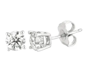 0.50 Carat Natural Diamond Stud Earrings G SI 14K White Gold