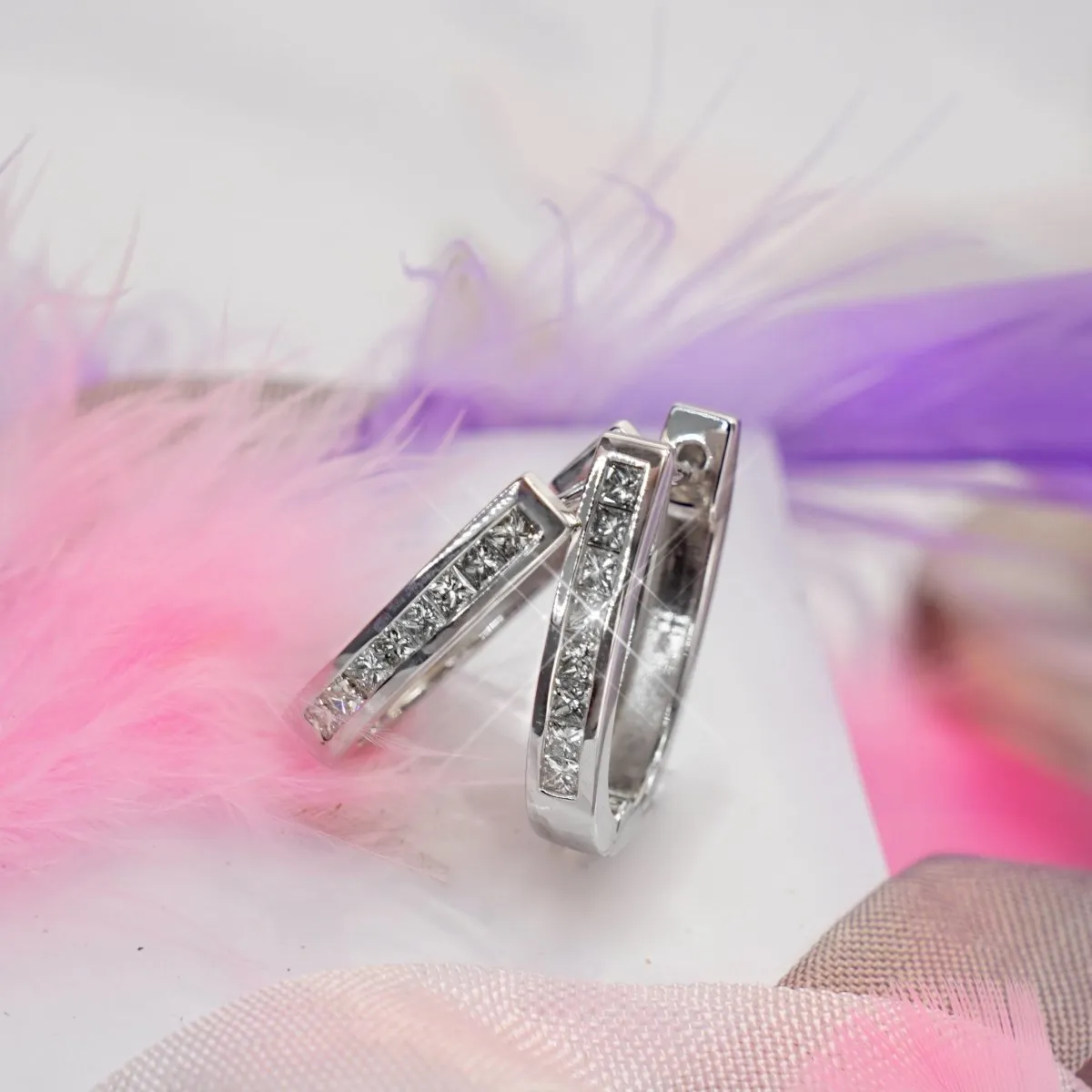 0.60-1.50 CT Princess Cut Diamonds - Diamond Earrings