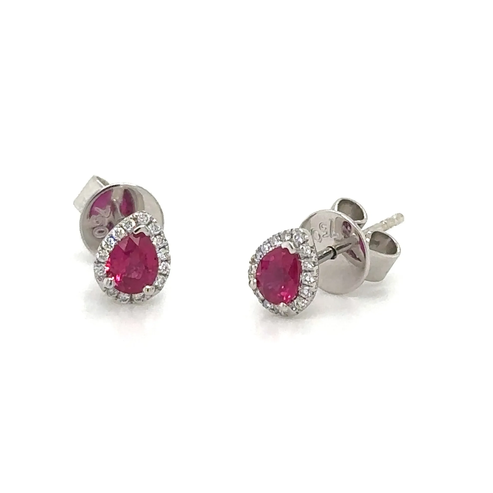 0.62ct tw Pear Shape Ruby Diamond Stud Earrings