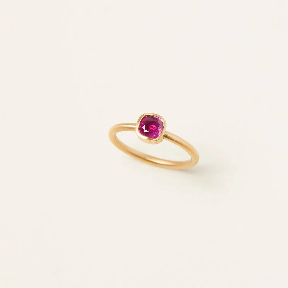 0.73 Carat One-of-a-Kind Cushion Cut Ruby Ring | RR1-OOAK