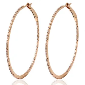 0.74ct In&Out Diamond Hoop Earrings In 14k Rose Gold