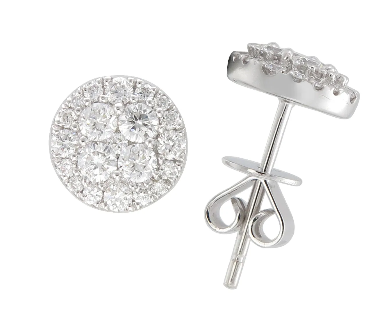 0.74ctw Diamond Cluster Halo Stud Earrings