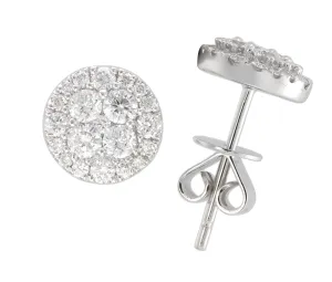 0.74ctw Diamond Cluster Halo Stud Earrings