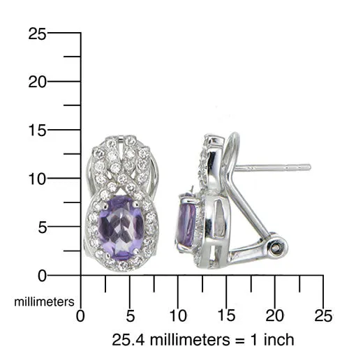 0.80 cttw Purple Amethyst Dangle Earrings .925 Sterling Silver 7x5 MM Oval