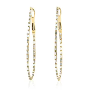 0.98ct Baguette Diamond In&Out Hoop Earrings  18k Yellow Gold