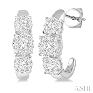 1 ctw Lovebright Round Cut Diamond Earrings in 14K White Gold