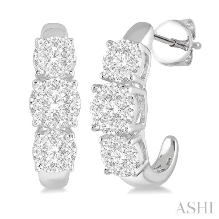 1 ctw Lovebright Round Cut Diamond Earrings in 14K White Gold