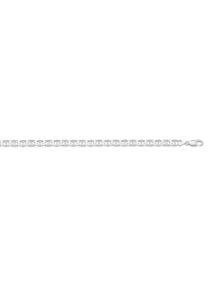 10, 14 Karat White Gold Flat Anchor 3.0 mm Italian Bracelet