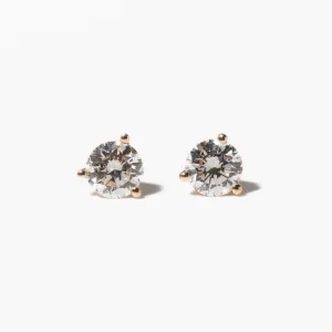 1.0 tcw Three-Prong Diamond Solitaire Studs