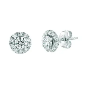 1.00 Carat Natural Diamond Stud Jacket Earrings G SI 14K White Gold