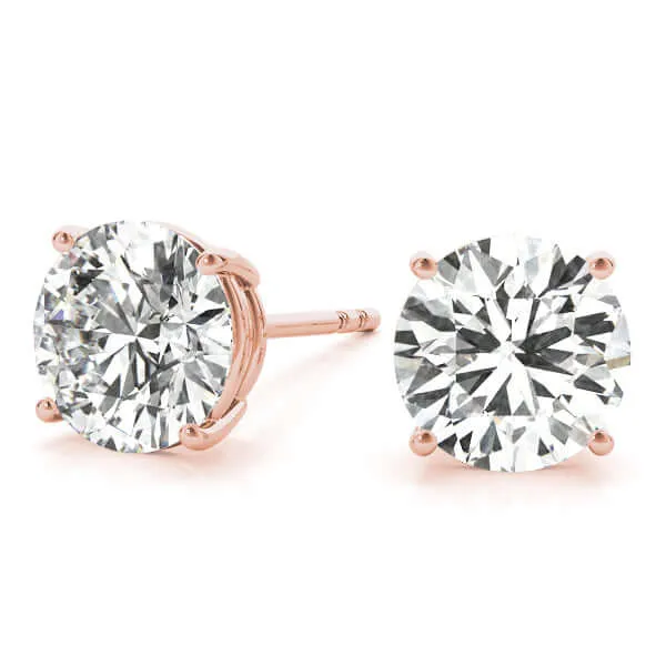 1.00 to 6.00 Carat Diamond, Stylish Prong Set 14K White Gold Round-cut Diamond Stud Earring (I-J,VS2-SI1)  Lab Grown Diamond