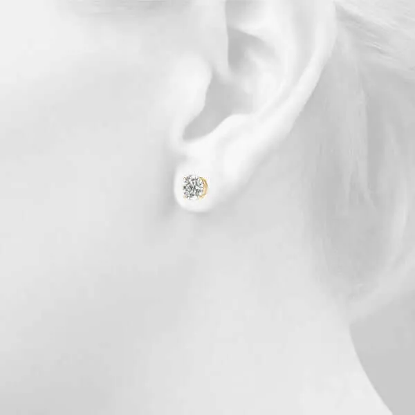 1.00 to 6.00 Carat Diamond, Stylish Prong Set 14K White Gold Round-cut Diamond Stud Earring (I-J,VS2-SI1)  Lab Grown Diamond