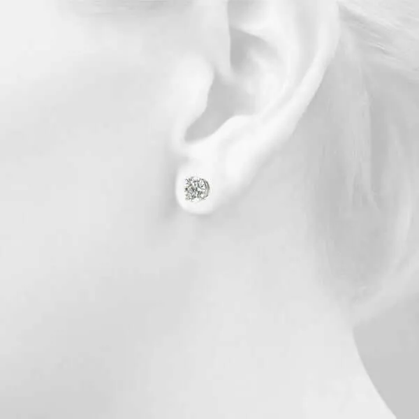 1.00 to 6.00 Carat Diamond, Stylish Prong Set 14K White Gold Round-cut Diamond Stud Earring (I-J,VS2-SI1)  Lab Grown Diamond